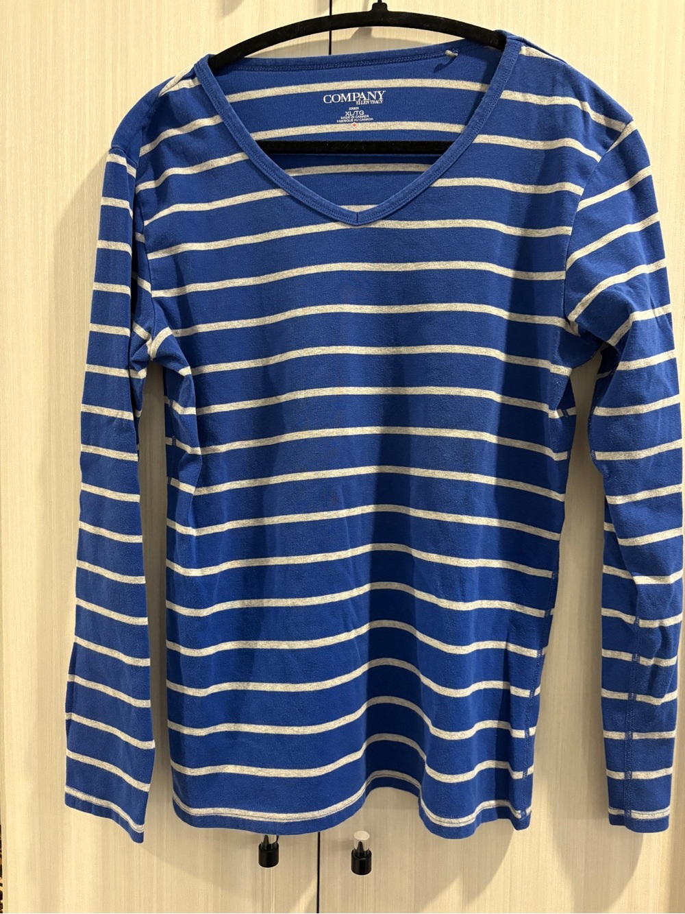Ellen Tracy blue and white striped top